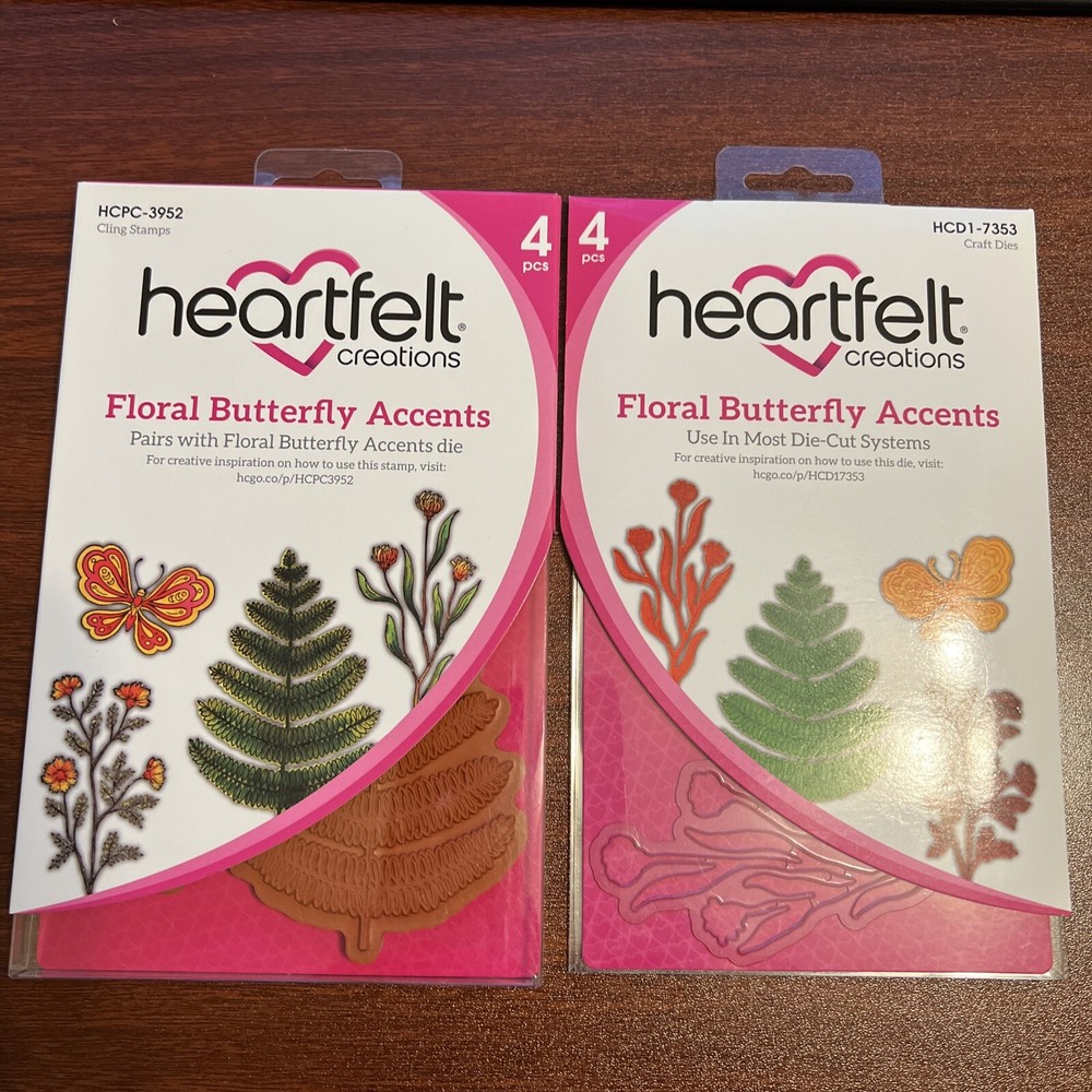 HEARTFELT CREATIONS FLORAL BUTTERFLY ACCENTS HCPC 3952 & HCD1 7353