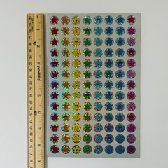 Vintage 1999 Sparkle Glitter Stickers SMILEY STAR FACES Red Blue Yellow Orange