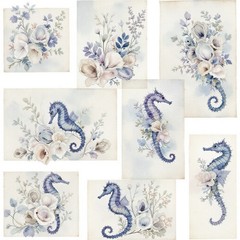 Sea Horse Decoupage Rice Paper For Ornament-Wood Art A4 1 Sheet