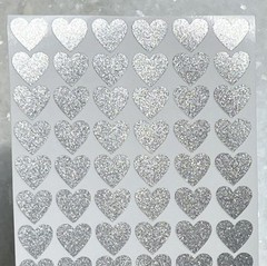 Silver Shimmer Glitter Heart Sticker Sheet! – Choose a Size – Cute & Sparkly!