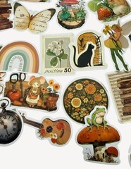 10 NEW Stickers Vintage Theme Cottagecore BOHO Scrapbooking Laptops Decal Bottle