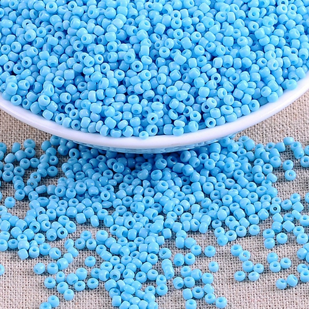 4000 Pcs Opaque Glass Small Beads 2mm Sky Blue + Storage Box Jewelry Making