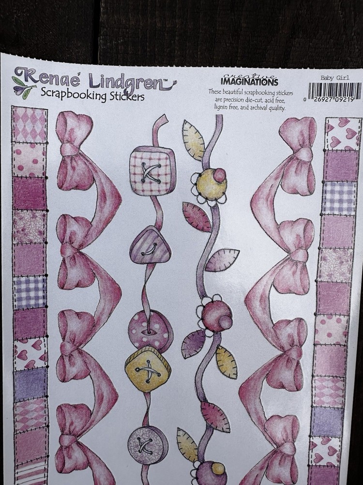 Creative Imaginations Renae Lindgren 5.5x12inch Sticker ~ Baby Girl Lot Of 5