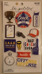 New Paper Studio Scrapbooking Stickers COACH of the year whistle clipboard cap