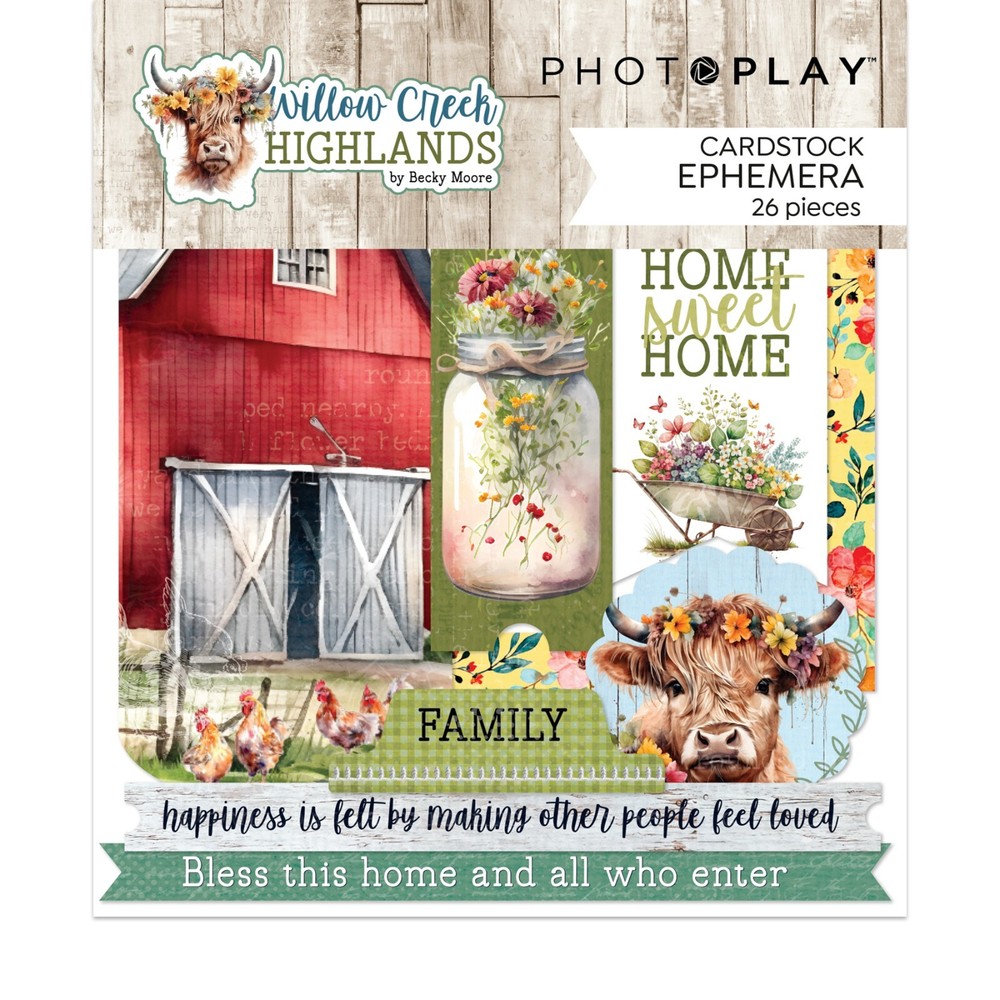 DieCuts Willow Creek Highlands Scottish Cows Barn Farmhouse Bees Flowers Tractor