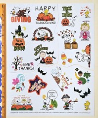 Peanuts «Snoopy & Friends». Thanksgiving Large Sticker sheet. (Cut In 3 Parts)