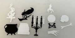 Halloween Die Cuts * Spooky Halloween Scene Setter * Three Sets * B&W Cardstock