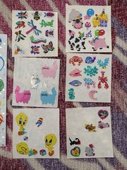Vintage Sandylion Sticker Lot Prism Mylar Foil Glitter Hearts Cats Tweety Sea