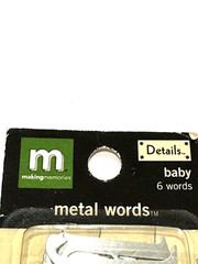 Making Memories Metal Words Baby Shower Silver Tone Boy Girl Love Joy Card Craft