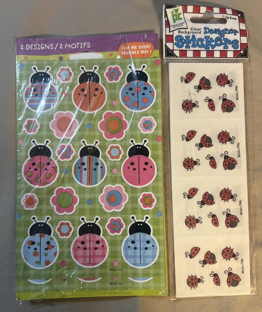 Ladybug Stickers Lot Of 2 Not Sealed Vintage READ