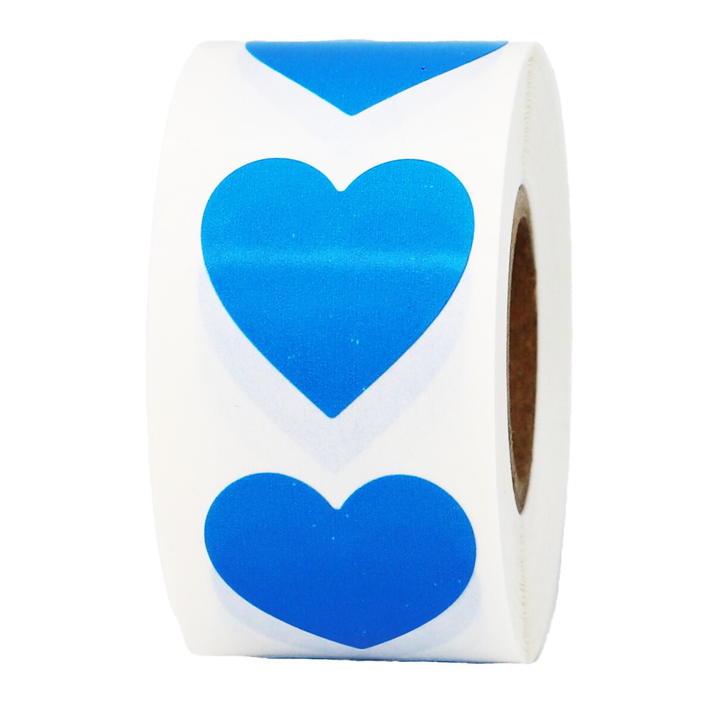 Heart Stickers | 1″ Inch Wide Labels – 500 Pack | Pick One Color