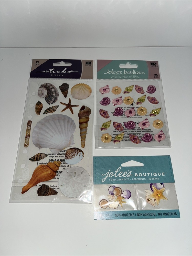 Scrapbooking Stickers Seashells Lot Of 3 Pks 49 Pc. Total