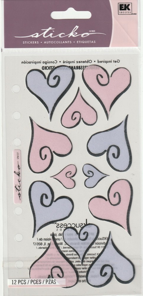 Vintage Sticko Classic stickers Vellum HEARTS OF LOVE theme 58147 FAST FREE ship