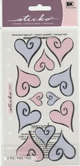 Vintage Sticko Classic stickers Vellum HEARTS OF LOVE theme 58147 FAST FREE ship