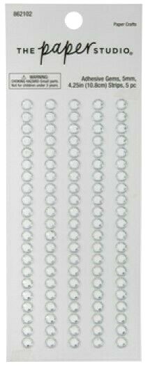 Bling Clear Silver Adhesive Gems Rhinestones Paper Studio Stickers Strips
