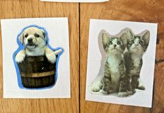 Vintage 80s Sticker Lot: Restored Adorable Puppy Kitten Stickers (READ)