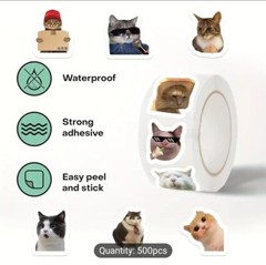 500 Mini Cute Cat Meme Stickers – Kitty Decals Phone Water Bottles Laptops