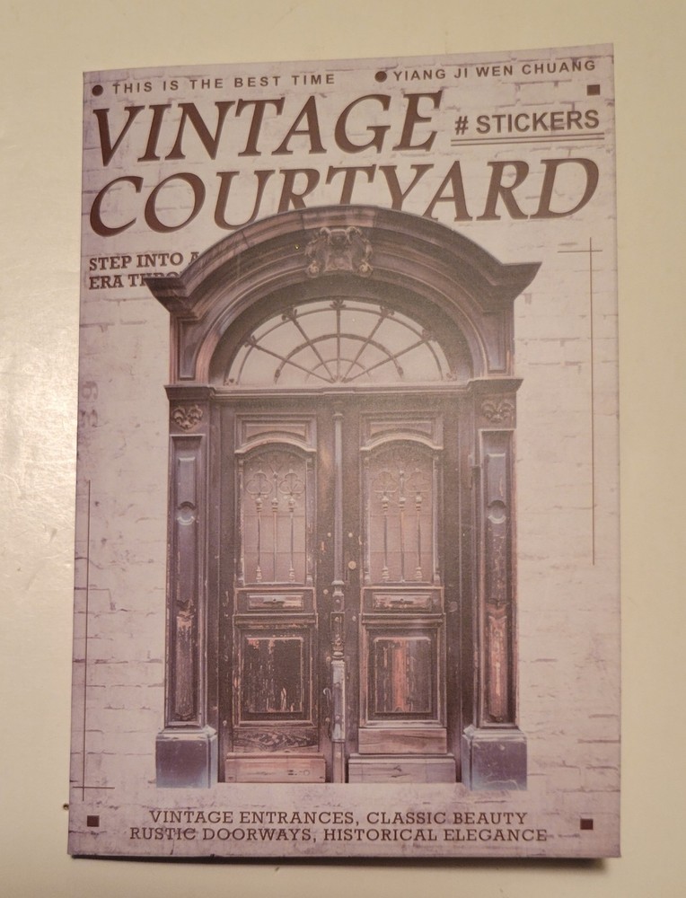 Retro Door Cardstock Sticker, 7PCS Vintage Courtyard Ephemera for Scrapbooking