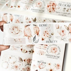 Pre-Cut Sweet Rosé Washi Tape Roll – Decorative Japanese Paper for Journaling, S