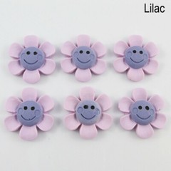 6pcs DIY Resin Happy Daisy Cabochon 26x24mm Flat Back Hair Clips etc Pick Colour