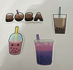 Boba Bubble Tea Scrapbooking Stickers Set, Multicolor Food & Drink (4 pcs)