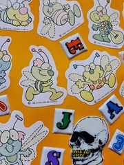 Stickers 1980’s puffy Baby Marvin Googly Eyes Food Monsters Hallmark Bugs + used