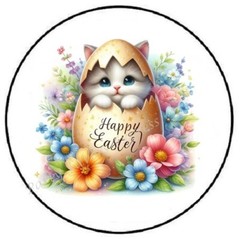 HAPPY EASTER KITTEN IN EASTER EGG ENVELOPE SEALS LABELS STICKERS PARTY FAVORS