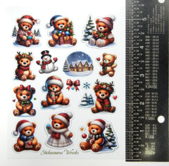 Christmas Teddy Bears Sticker Sheet Style 2