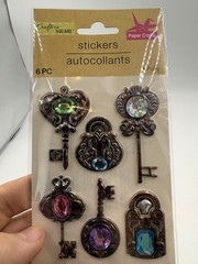 Crafter’s Square Puffy Key & Lock Jewel Stickers 6pc Paper Crafts