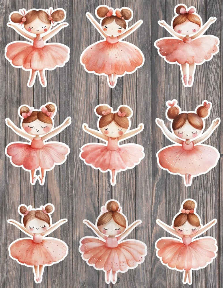 Little Ballerina Girl Die Cut Vinyl Stickers Set Scrapbooking Laptop Waterbottle