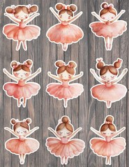 Little Ballerina Girl Die Cut Vinyl Stickers Set Scrapbooking Laptop Waterbottle