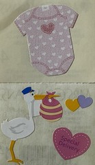 GIRL FABRIC OUTFIT & CHUBBY STORK Stickers(4pc)Mrs. Grossman’s•Baby•Card Making•