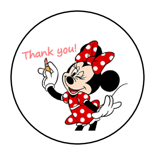 30 THANK YOU MINNIE MOUSE STICKERS ENVELOPE SEALS LABELS 1.5″ ROUND CUSTOM MADE