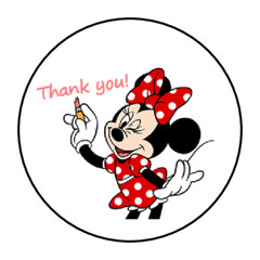 30 THANK YOU MINNIE MOUSE STICKERS ENVELOPE SEALS LABELS 1.5″ ROUND CUSTOM MADE