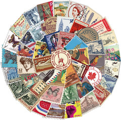 Vintage Travel Stamp Stickers, Retro World Journaling Postage Sticker for Planne