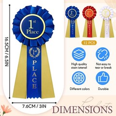 Award Ribbons 1st 2nd 3rd Place Rosette Winner Prize 6.5×3 Inch 12 PCS