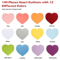 144 Pieces Heart Cutouts Paper Hearts 6 Inches Heart Shaped Cards Large Heart…