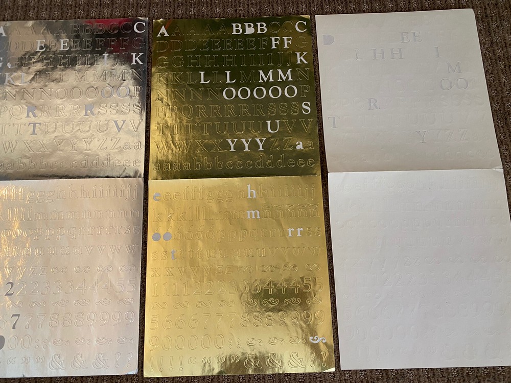 Creative Memories Gold Silver ABC 123 Stickers Numbers Alphabet 3 Partial Sets