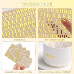 6 Sheets 9mm Alphabet Number Stickers Mini Letters Stickers Glitter Alloy Sel…