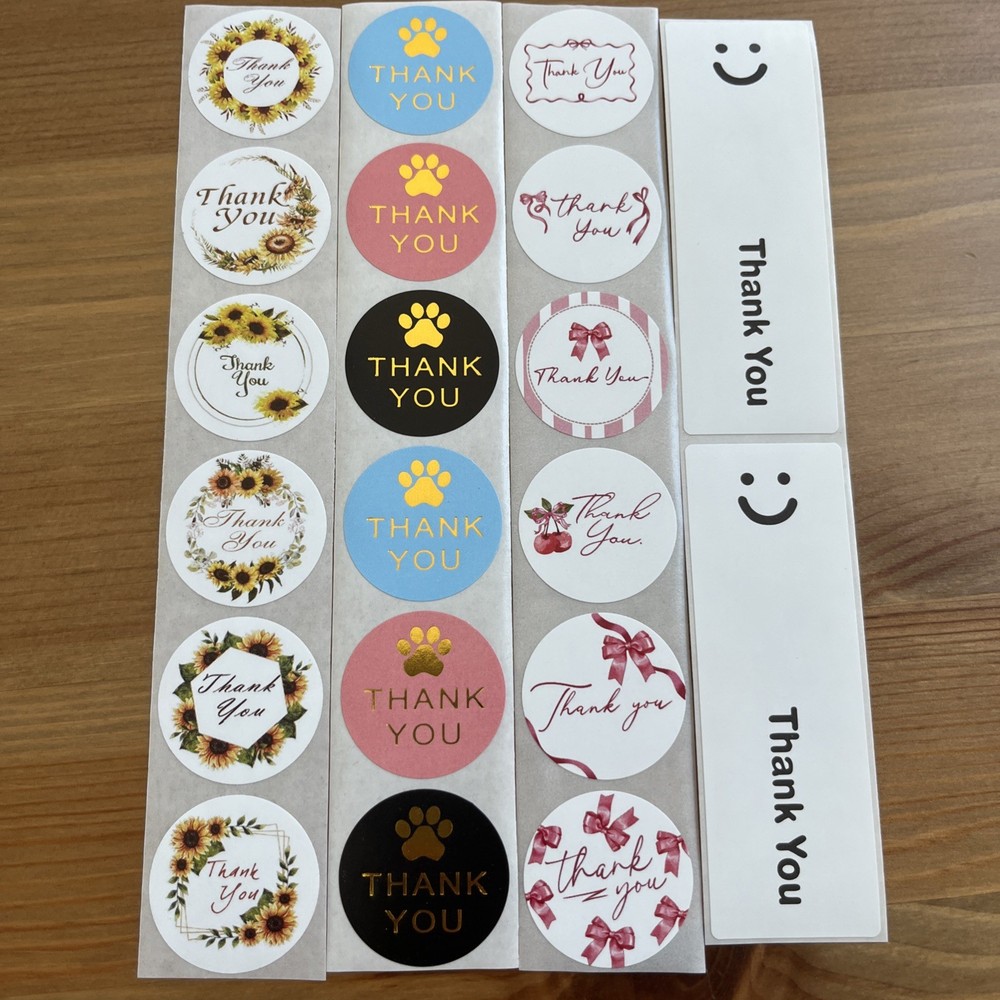 20pcs Thank You Stickers 1” & 1”×3” Small Business Decorate Envelopes Sealing