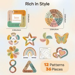 Calm Strips for Anxiety Sensory Stickers, 36Pcs 2 Textured for Mood Calming8047