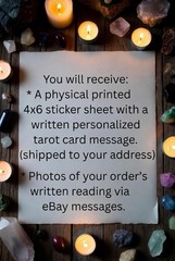 Tarot Reading With Tarot Card Printed Message Physical 4×6 Inches Sticker