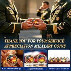 Military Challenge Coins 50 Pcs 1.57″ Diameter – Thank You for Your Service Gift