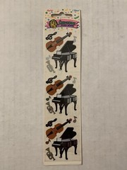 Sealed Vintage 1990 Sandylion Mylar Stickers Musical Instruments Piano Notes