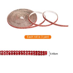 0.2 Inch Self Adhesive Rhinestone Strips 3 Yard for Crafts,Red