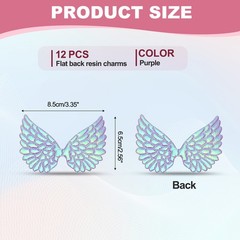 12Pcs Angel Wings for Crafts, Purple Angel Wings Wings(3.4 Inch)