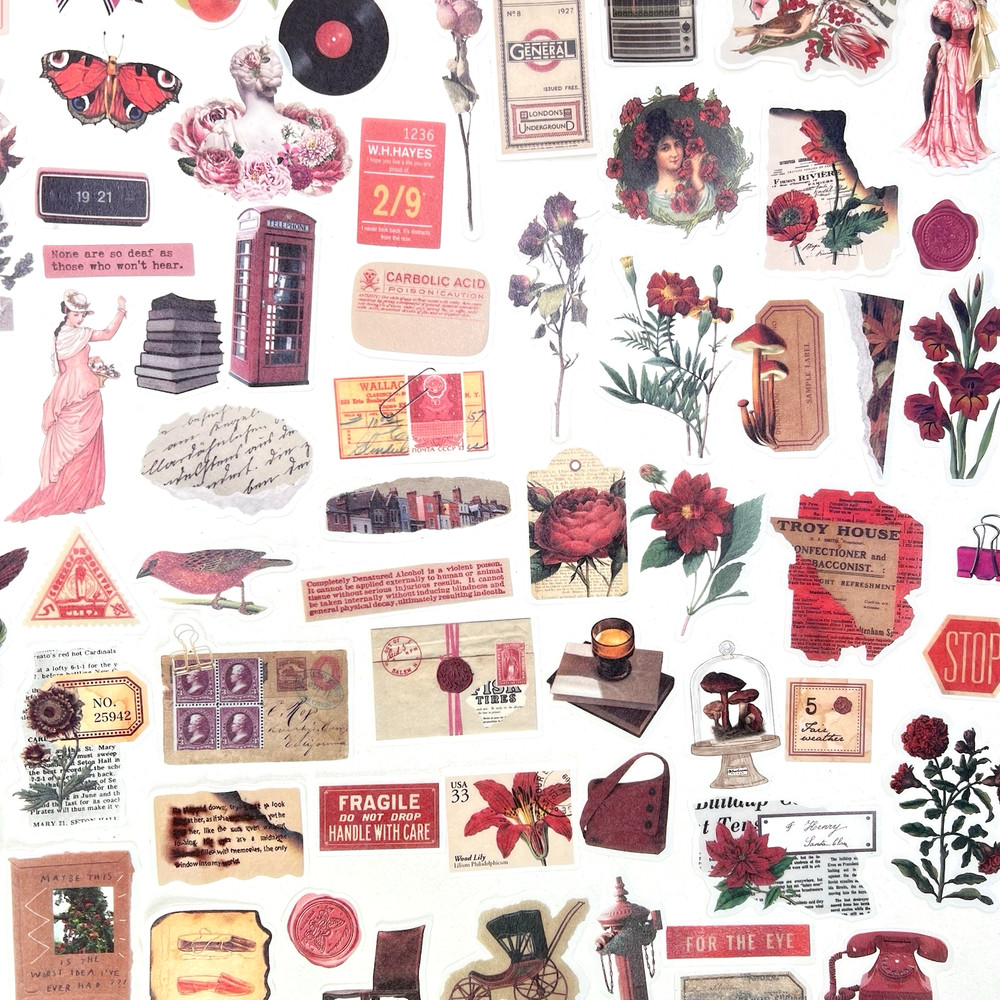 100 Victorian Washi Paper Stickers Junk Journal Collage Scrapbooking
