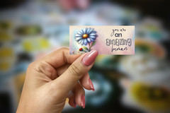 You Are an Amazing Human Daisy Glossy Sticker Journal Laptop Handmade 3.5″