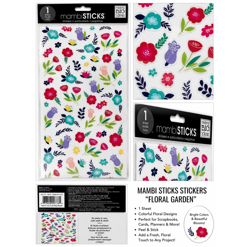 me & my BIG ideas mambiSTICKS Floral Garden Sticker Sheet STL-14 New