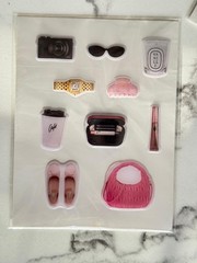 Puffy Stickers Sheet Fashion Accessories Pink Gold Black White Scrapbooking